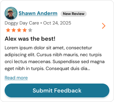 Feedback flow tied to booking with intentional follow-up actions